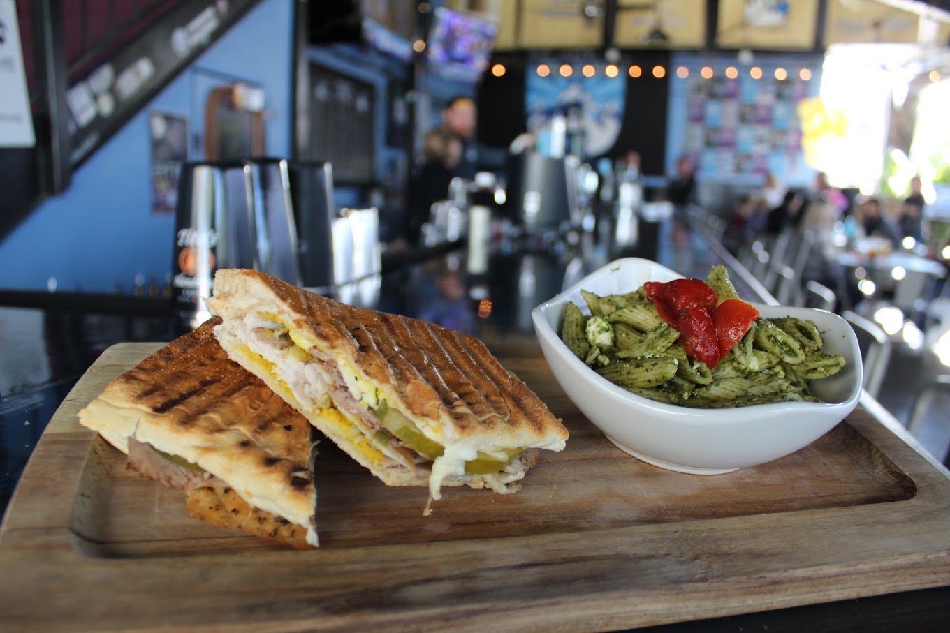 Grilled sandwich and side salad